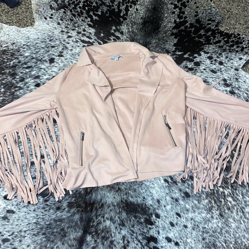 WAY Pink fringe Suede Jacket